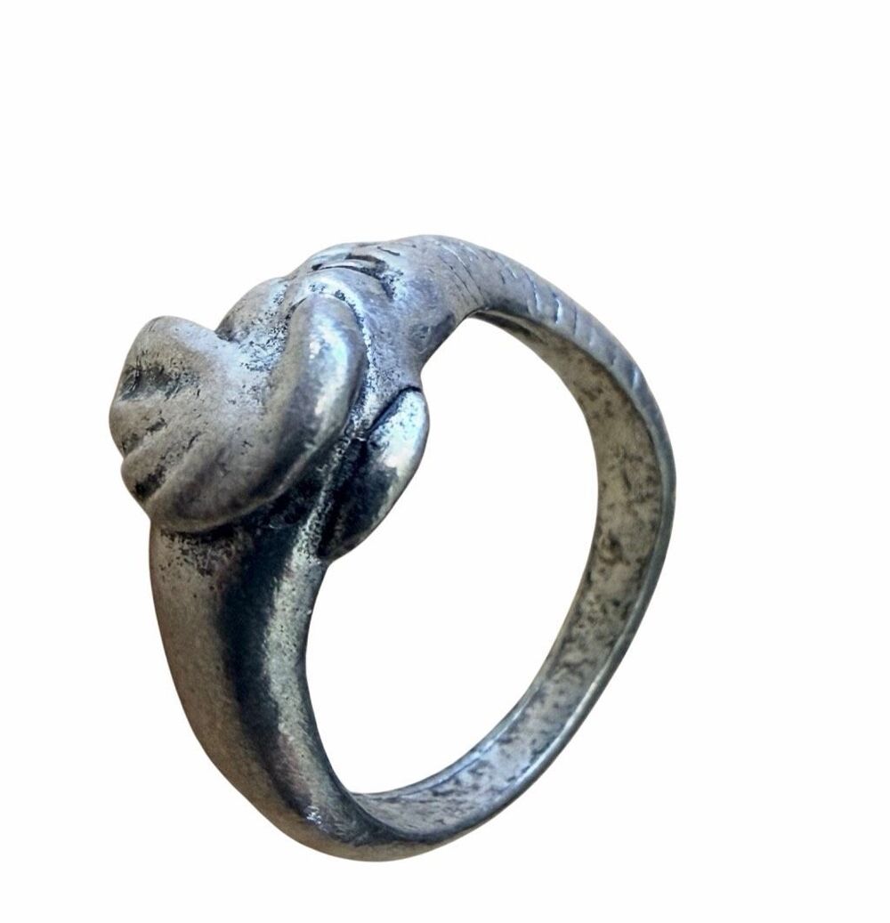 PRECO Elephant Wrap Ring Silver Tone Vintage Animal Statement Ring - Picture 9 of 11